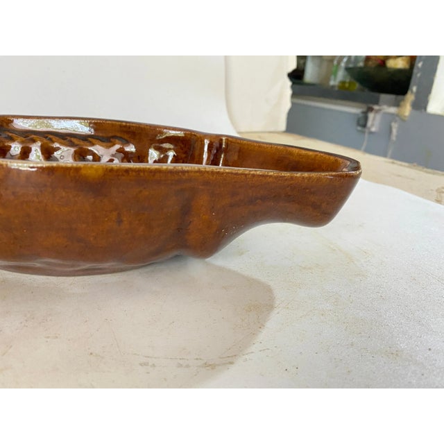 Large Ceramic Brown Vide Poche in Fish Form, Italy, 1960s For Sale - Image 6 of 10