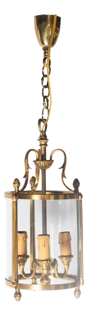 20th Century French Brass and Glass Lantern
