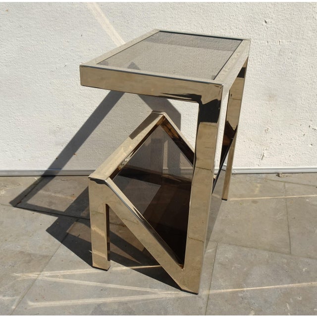 Gilded Magazine Rack or Side Table from Belgo Chrom / Dewulf Selection, 1970s For Sale - Image 11 of 14