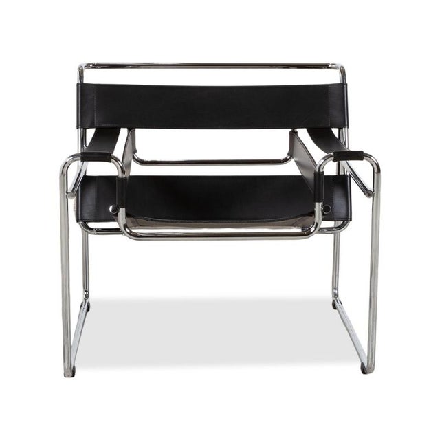 Wassily Chair Leather Armchair Black Chair by Marcel Breuer for Knoll Inc. For Sale - Image 12 of 13
