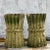 Boho Chic Mid 20th Century Vintage Boho Cut Coquina Stone Bamboo Table Pedestals - a Pair For Sale - Image 3 of 9