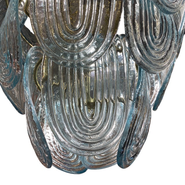 Art Deco Blue 4-Tier Chandelier, 1930s For Sale - Image 3 of 6