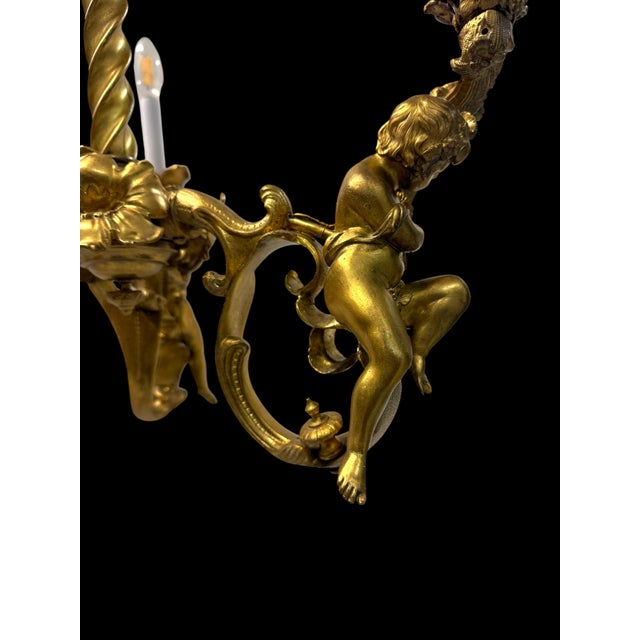 Metal 19th Century French Gilt Bronze Three-Light Chandelier by Marchand For Sale - Image 7 of 9