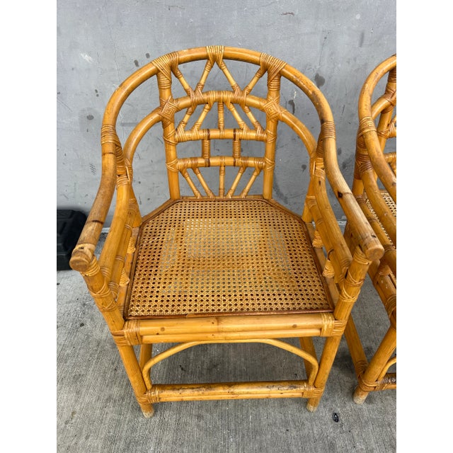 1970's Chinese Ming Style Rattan Arm Chairs - Set of 4 For Sale In Miami - Image 6 of 10