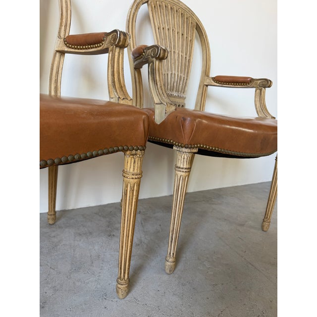 Hollywood Regency Maison Jansen Louis XVI Style Balloon Back Arm Chairs - A Pair For Sale In Miami - Image 6 of 12