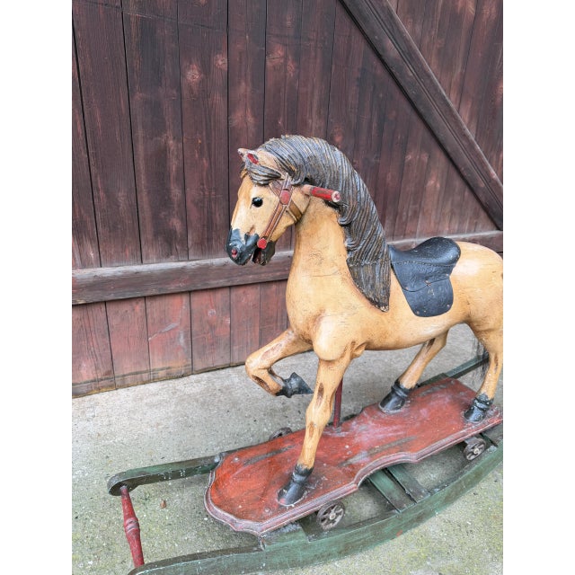 Antique Rocking Horse in Wood, 1940 For Sale - Image 16 of 18