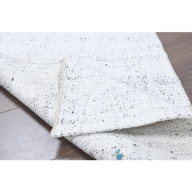 Vintage Turkish Hand-Knotted Wool Cotton White Kilim Runner Rug For Sale - Image 4 of 10