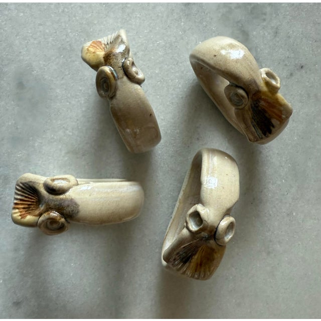 Vintage Hand Painted Pottery Napkin Rings For Sale - Image 4 of 7