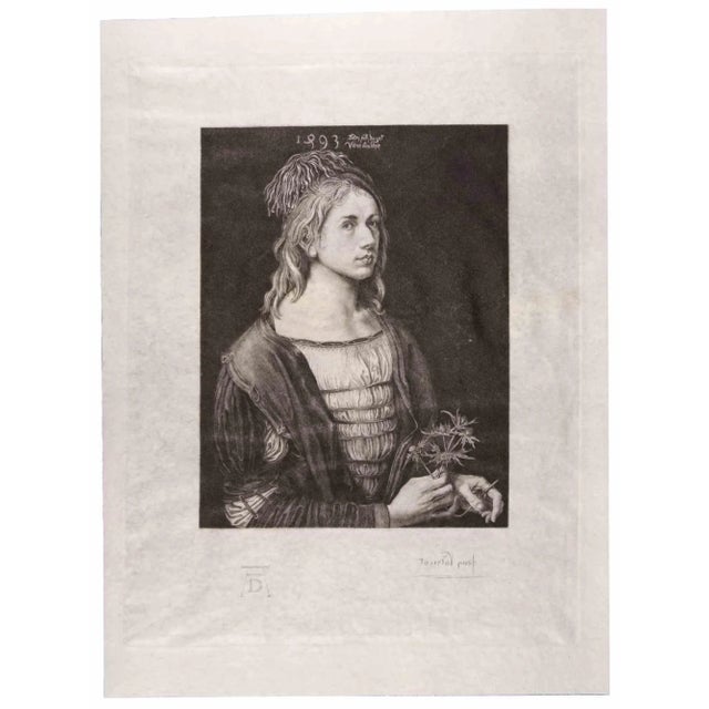 Portrait of a Young Man is an Etching after Durer realized by Jean Patricot in 1893. Good condition, hand signed and...