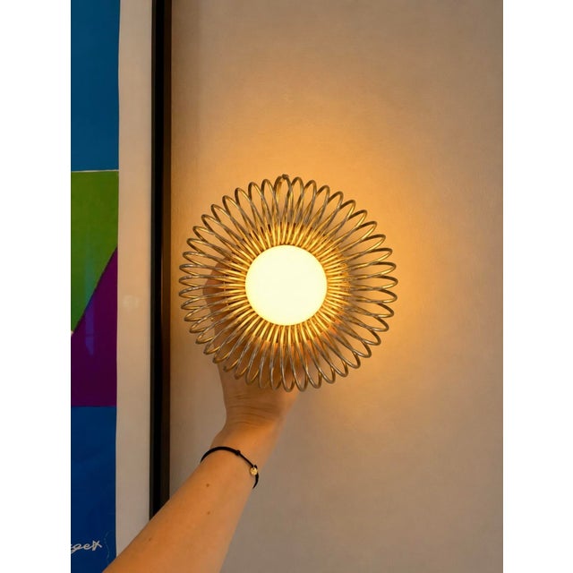 Spring Metal Wall Lights by Philippe Rogier for Oxar, 1970, Set of 2 For Sale - Image 4 of 6