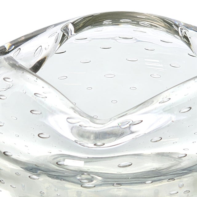 Mid-Century Bullicante Art Glass Ashtray – Clear Seeded Crystal, 1950s Italy For Sale - Image 11 of 14