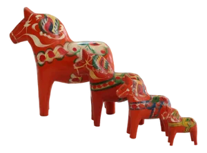 Swedish Wooden Dala Horse Toys, 1960s, Set of 4