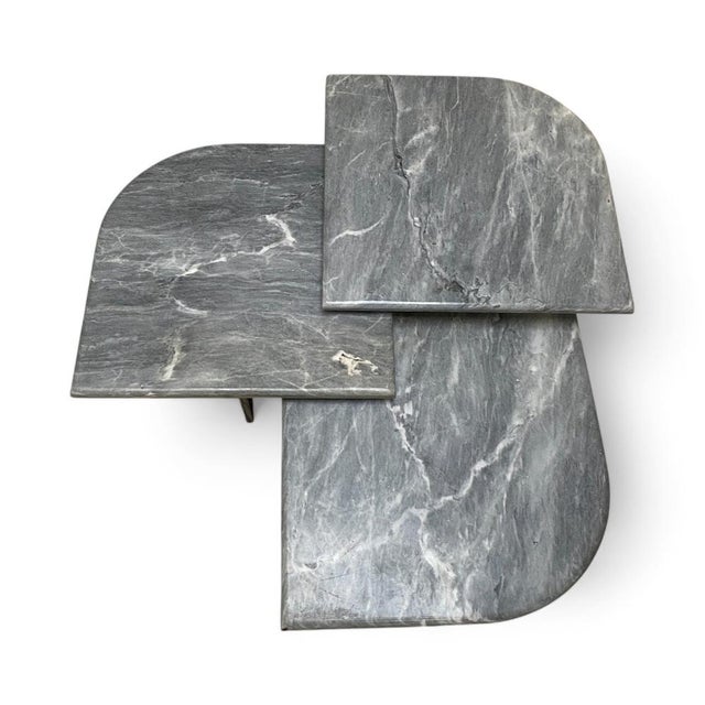 Contemporary Vintage Grey Marble Coffe Tables, 1980s, Set of 3 For Sale - Image 3 of 8