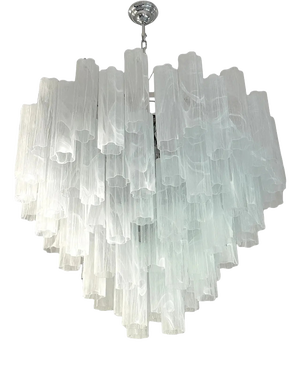 Large Venetian White Alabastro Tronchi Murano Glass Chandelier by Simoeng