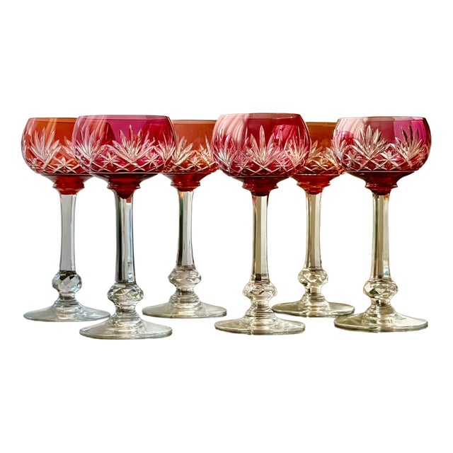 French Massenet Crystal Hock Glasses by Saint-Louis, 1920, Set of 6 For Sale