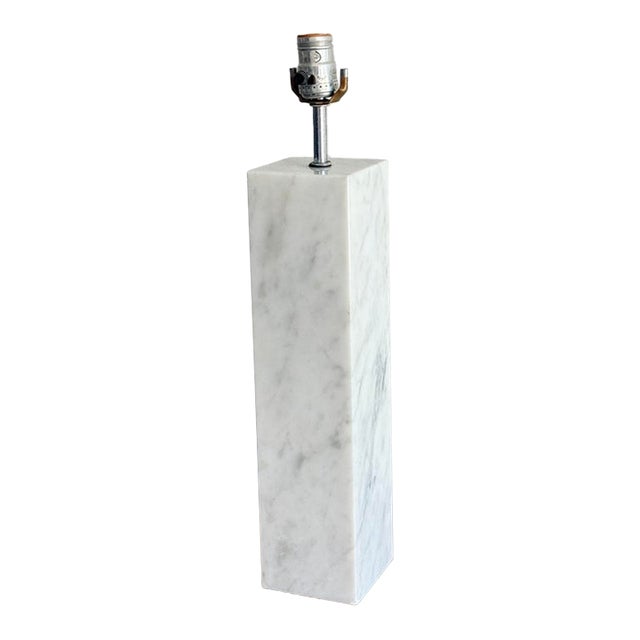 Von Nessen White Marble Block Table Lamp For Sale