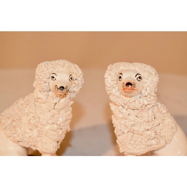 Pair of English Staffordshire Style Poodles For Sale - Image 4 of 7