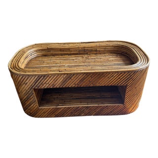 Split Reed Rattan Coffee Table For Sale