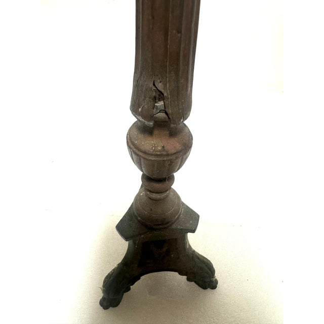 Antique 19 Century Tall Gothic-Style / Religious French Altar Candlestick For Sale - Image 9 of 12