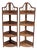 Vintage 1980s Woven Rattan Folding Corner Shelving Units – Pair | Boho Coastal Étageres For Sale