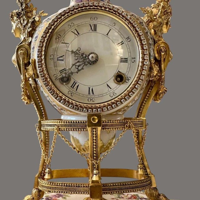 Marie Antoinette V&A Porcelain and Ormolu Mantel Clock, 1960s For Sale - Image 14 of 17