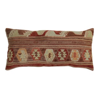 Brown Terracotta Large Kilim Turkish Bolster Pillow For Sale