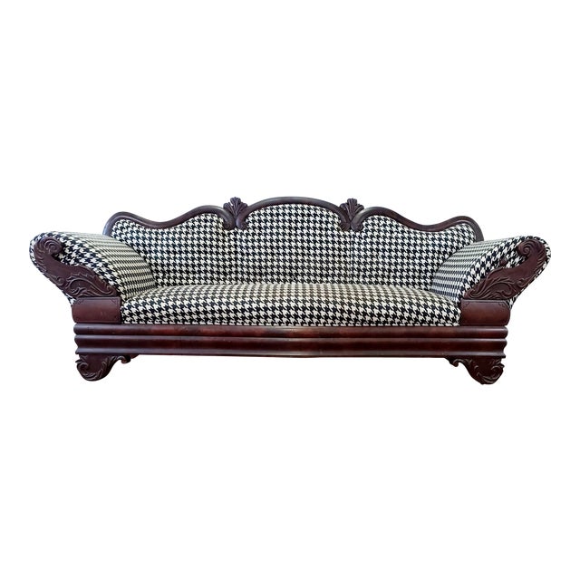Antique Victorian Black and White Sofa Houndstooth Print Couch Chairish