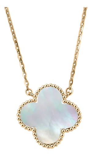 Clover Leaf Design Mother of Pearl Dainty Chain Pendant Necklace