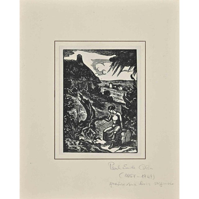 Modern Paul Emile Coli, Breton Peasant, Woodcut, Early 20th Century For Sale - Image 3 of 3