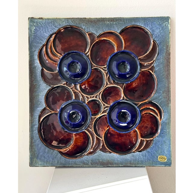 Large wall relief "Kavalkad" Model Nr. 7 designed by swedish ceramist Olle Aleberius for Rörstrand in the 1960s This piece...