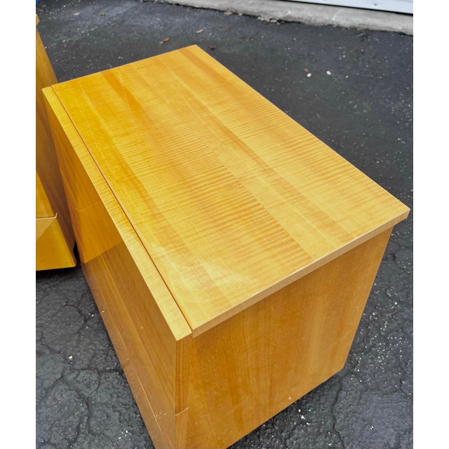 Tan Italian Mid Century Modern Pair of Nightstands With Oblique Tapered Façade | Giorgio Collection Italy For Sale - Image 8 of 12