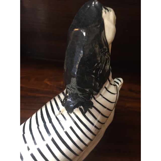 Black Staffordshire Porcelain Flatback Large Size African Zebra on Grassy Mound C1850 For Sale - Image 8 of 12
