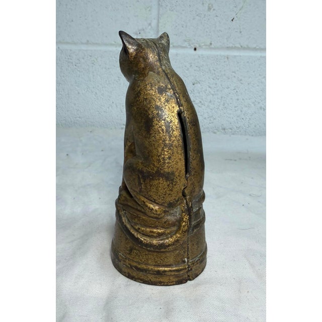 Antique 1900's Ac Williams Hand Painted Cast Iron Gold Circus Cat Still Bank For Sale In New York - Image 6 of 10