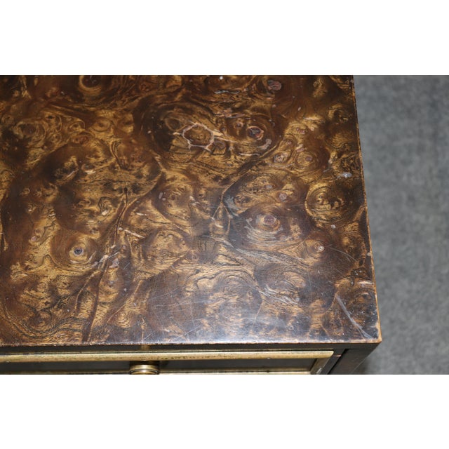 Pair of Regency Style Burl Wood & Brass Nightstands by Mastercraft For Sale - Image 10 of 13