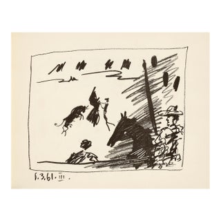 Pablo Picasso III . 6-3-61 Original Lithograph Pass With Cape a Los Toros For Sale