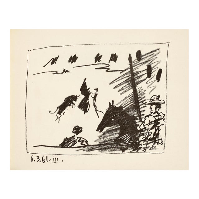 Pablo Picasso III . 6-3-61 Original Lithograph Pass With Cape a Los Toros For Sale