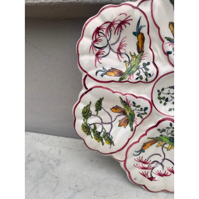 Japonisme French Faience Oyster Plate Moustiers Style, Circa 1940 For Sale - Image 3 of 5