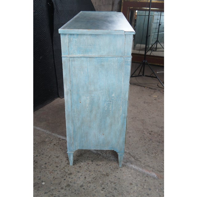 Late 20th Century Woodbridge Furniture Marseille Scrubbed Blue Chest of Drawers Dresser , Attributed For Sale - Image 10 of 12