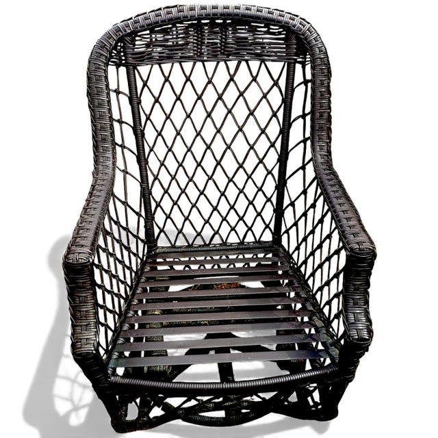 2005 Lane Weathermaster Swivel Glider High Back All-Weather Wicker Lounge Chair For Sale - Image 10 of 10