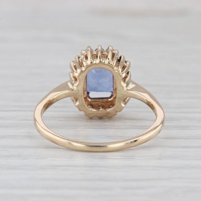 1.49ctw Tanzanite Diamond Halo Ring 14k Yellow Gold Size 8.5 Engagement For Sale - Image 4 of 8