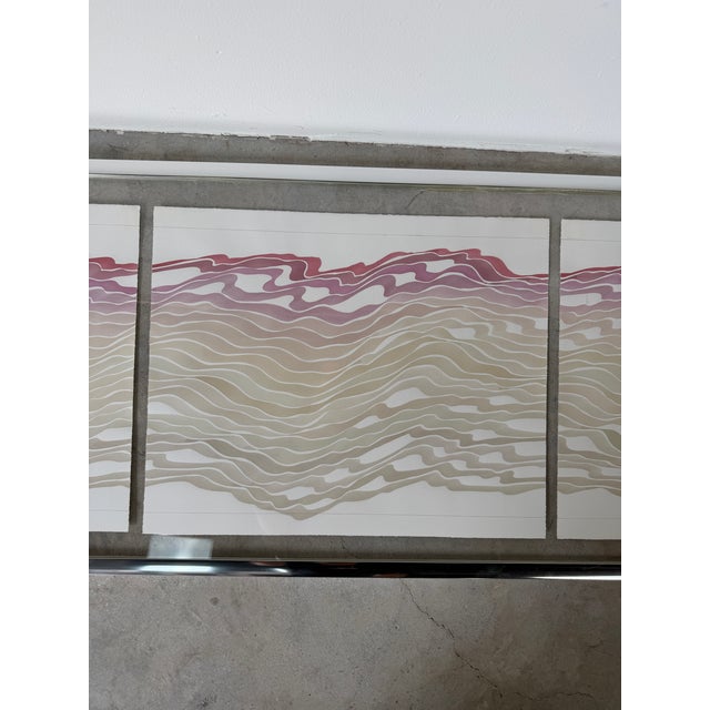 1980's Large “Imaginary Landscape” Abstract Print in Aluminum & Acrylic For Sale In Miami - Image 6 of 14