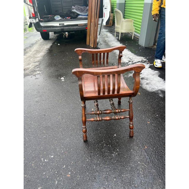 Early 20th-Century Solid Wood Vanity Saddle Chair For Sale - Image 4 of 5