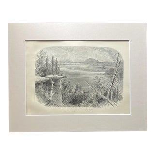 Antique 1874 Wood Engraving "Stand Rock, on the Wisconsin River" in 11x14 Mat For Sale