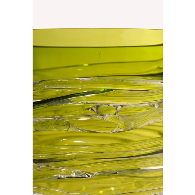 1990s Tamtam Honey Vase in Crystal and Green Glass, 1990s For Sale - Image 5 of 10