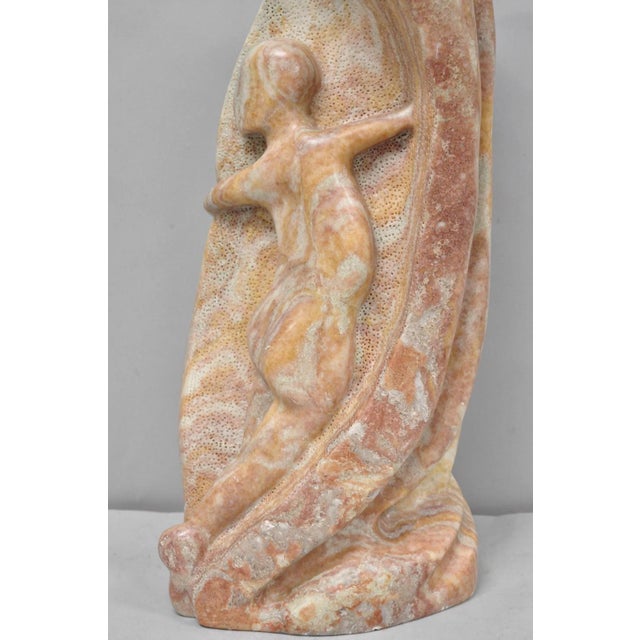 Vintage Seymour Shuren Modern Pink Carved Marble Abstract Nude Figure Sculpture For Sale - Image 4 of 18