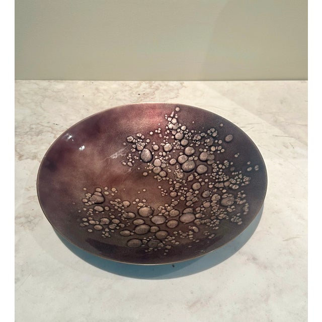 1960s Large Mid-Century Enamel on Copper Plate, Signed Peg Miller For Sale - Image 5 of 10