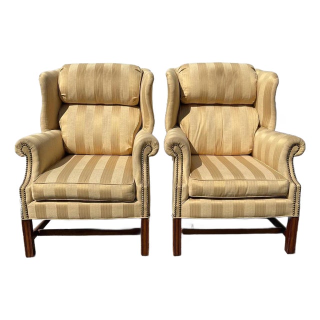 Late 20th Century Pair of Vintage Wingback Armchairs For Sale