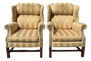 Late 20th Century Pair of Vintage Wingback Armchairs