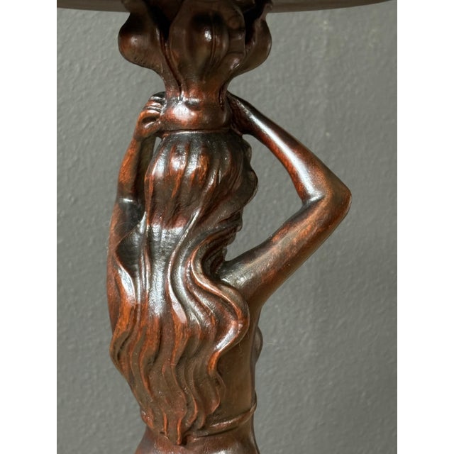 Brown Art Nouveau Pedestal by E.Kopriwa Co. Architectural Modelers and Wood Carvers. For Sale - Image 8 of 18