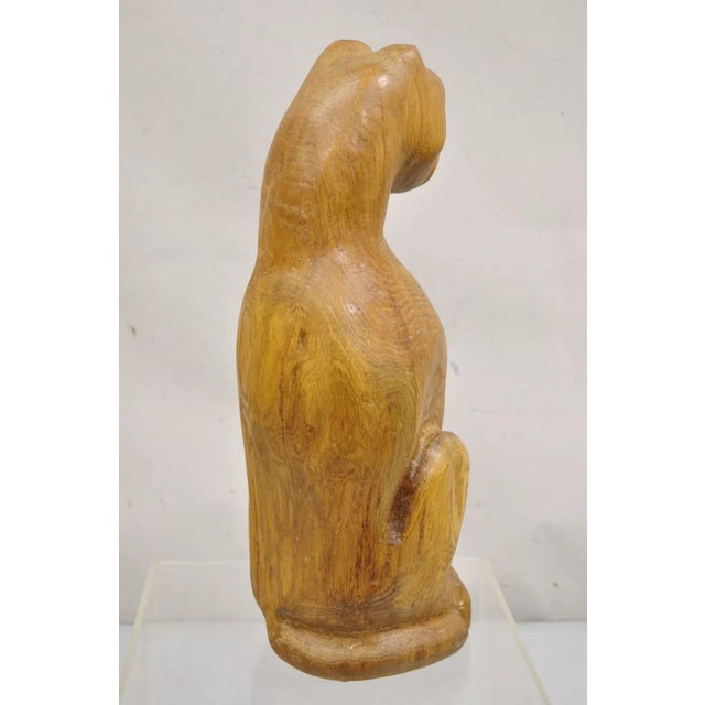 Brown Mid 20th Century Vintage Mid Century Modern Solid Carved Wood Cat Art Sculpture For Sale - Image 8 of 12